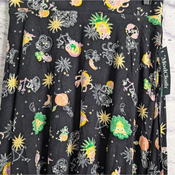 Modcloth Excellence Attained Knit A-Line Skirt S NEW Black Astrology Zodiac - Picture 4 of 6